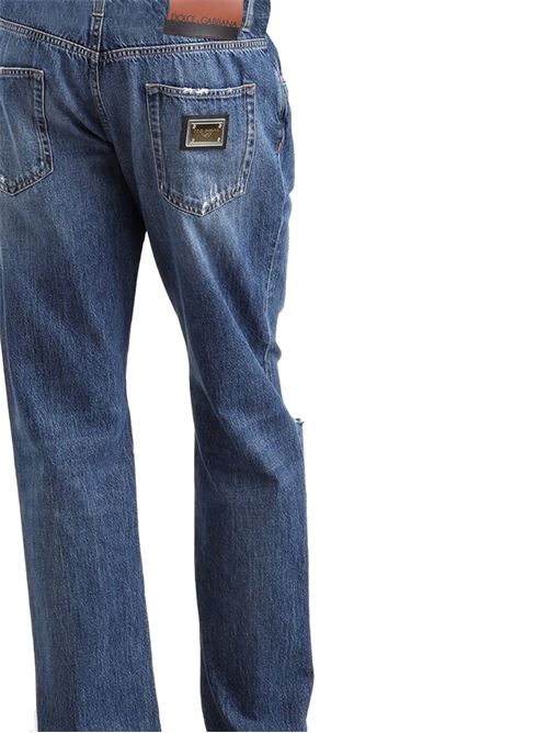 Jeans dritti con effetto vissuto DOLCE&GABBANA | GP02XDG8ME8S9001